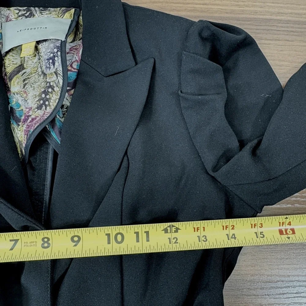 Leifsdottir Anthropologie Blazer‎ 2 Black Puff Shoulder Silk Lining Whimsigoth